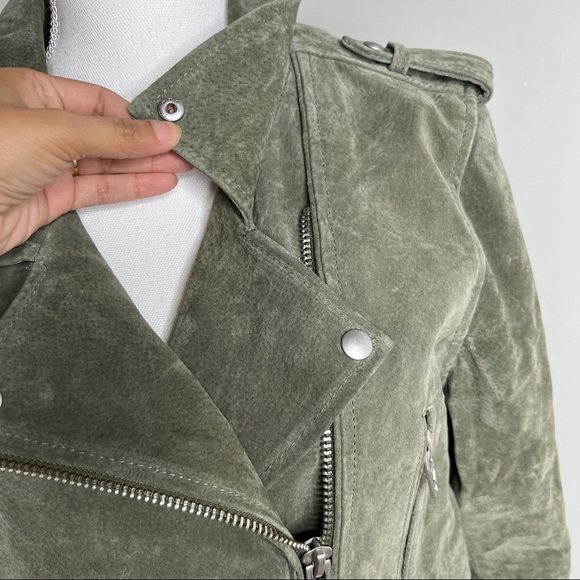 BLANK NYC Green Suede Leather Moto Jacket Size M - Picture 6 of 15